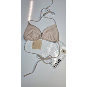 SAME LOS ANGELES BIKINY WOMENS Triangle Top White SZ  XLARGE Faux Suede